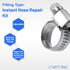 LTWFITTING 2 Sets Instant Hose Repair Kit 1/2 inch BSPT x 10mm ID SS316 90 Deg Elbow with 10-16mm SS316 Clamp