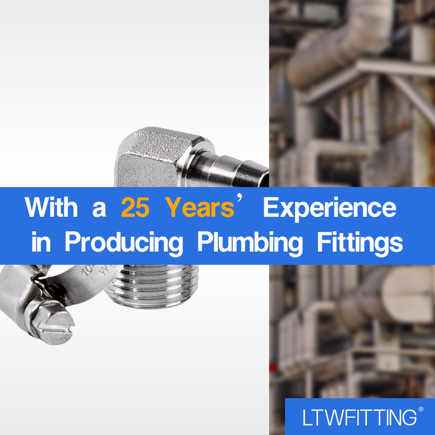 LTWFITTING 2 Sets Instant Hose Repair Kit 1/2 inch BSPT x 10mm ID SS316 90 Deg Elbow with 10-16mm SS316 Clamp