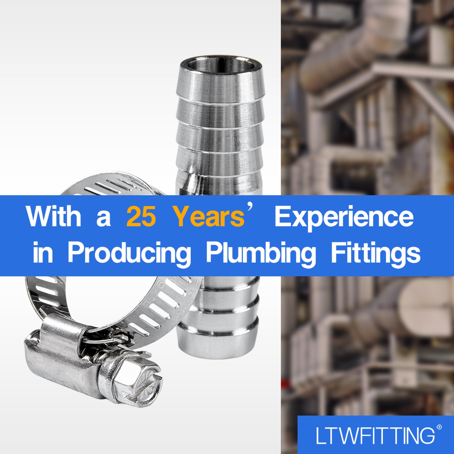 LTWFITTING 2 Sets Instant Hose Repair Kit 16mm ID SS316 Splicer with 14-27mm SS316 Clamp