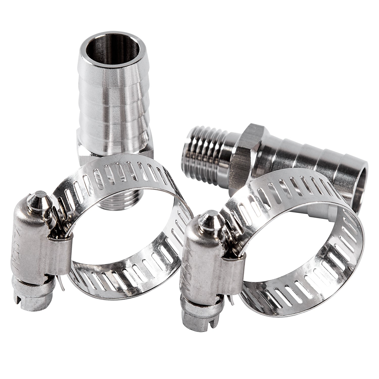 LTWFITTING 2 Sets Instant Hose Repair Kit 1/4 inch BSPT x 16mm ID SS316 Coupler with 14-27mm SS316 Clamp
