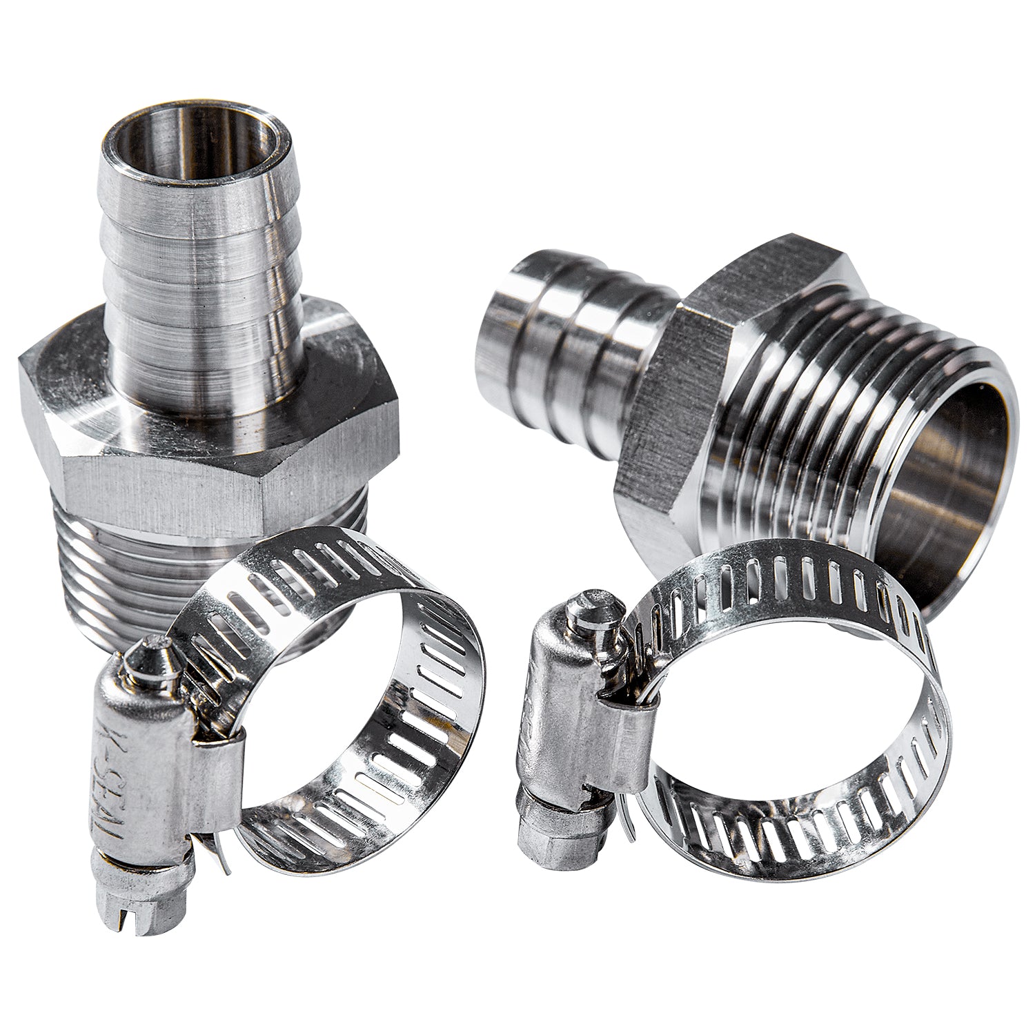 LTWFITTING 2 Sets Instant Hose Repair Kit 1 inch BSPT x 19mm ID SS316 Coupler with 14-27mm SS316 Clamp