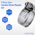 LTWFITTING 2 Sets Instant Hose Repair Kit 1 inch BSPT x 19mm ID SS316 Coupler with 14-27mm SS316 Clamp