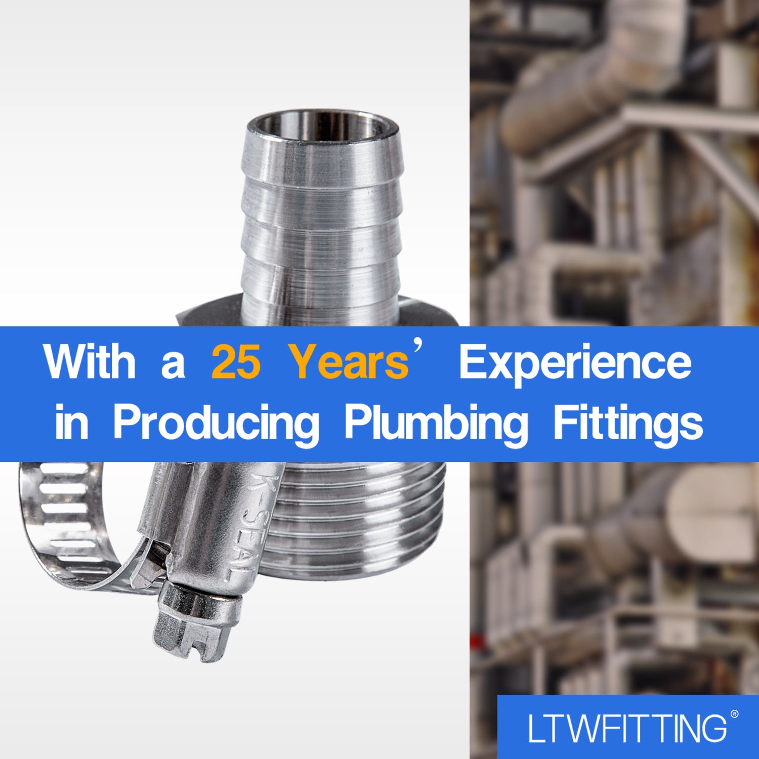 LTWFITTING 2 Sets Instant Hose Repair Kit 1 inch BSPT x 19mm ID SS316 Coupler with 14-27mm SS316 Clamp