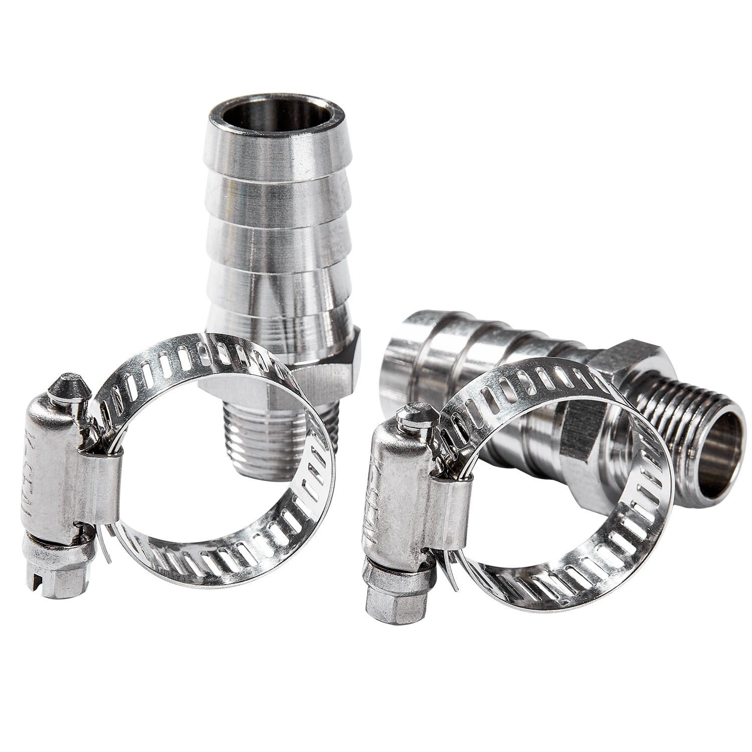 LTWFITTING 2 Sets Instant Hose Repair Kit 3/8 inch BSPT x 19mm ID SS316 Coupler with 14-27mm SS316 Clamp