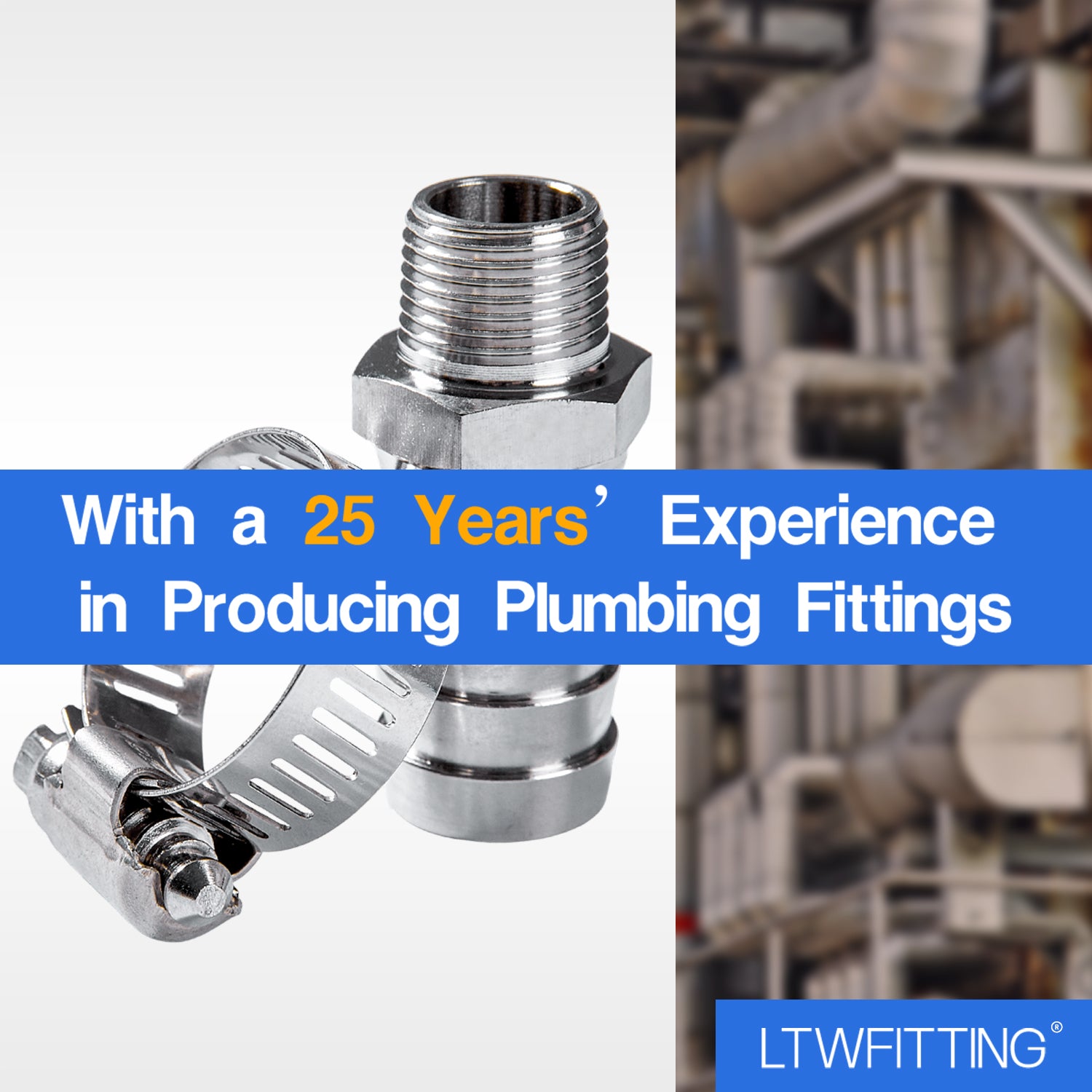 LTWFITTING 2 Sets Instant Hose Repair Kit 3/8 inch BSPT x 19mm ID SS316 Coupler with 14-27mm SS316 Clamp
