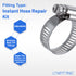 LTWFITTING 2 Sets Instant Hose Repair Kit 1/2 inch BSPT x 25mm ID SS316 Coupler with 17-32mm SS316 Clamp