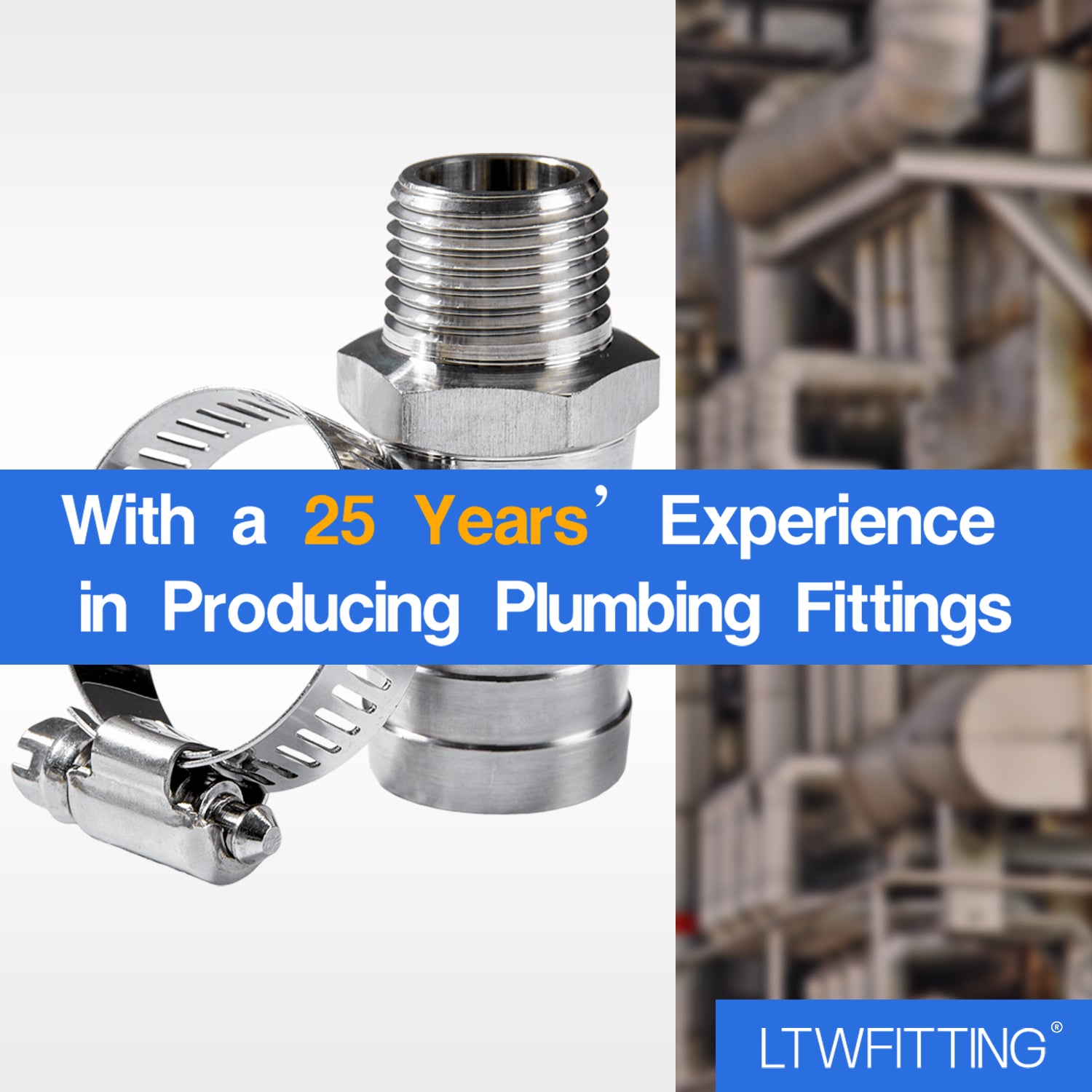 LTWFITTING 2 Sets Instant Hose Repair Kit 1/2 inch BSPT x 25mm ID SS316 Coupler with 17-32mm SS316 Clamp
