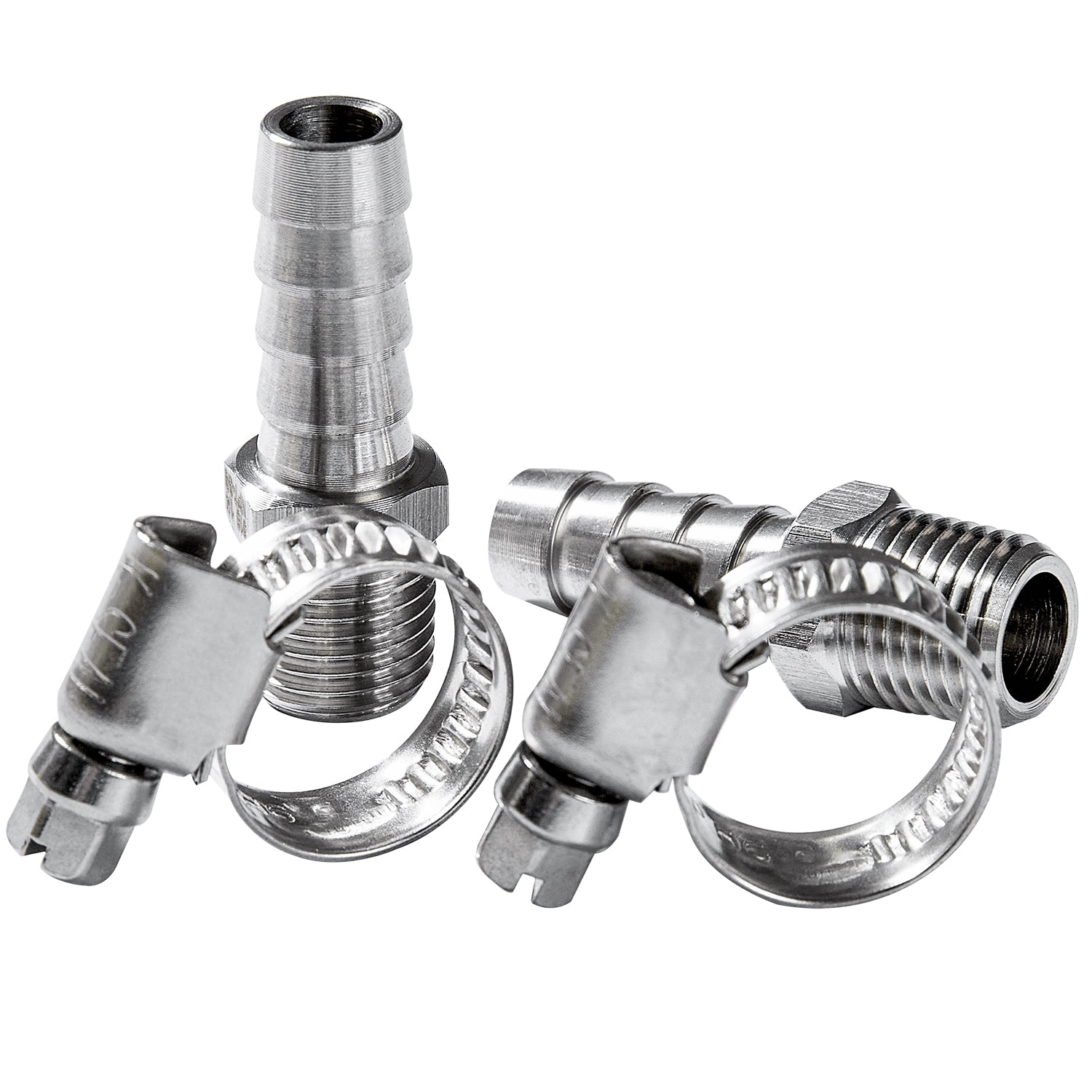 LTWFITTING 2 Sets Instant Hose Repair Kit 1/4 inch BSPT x 10mm ID SS316 Coupler with 10-16mm SS316 Clamp