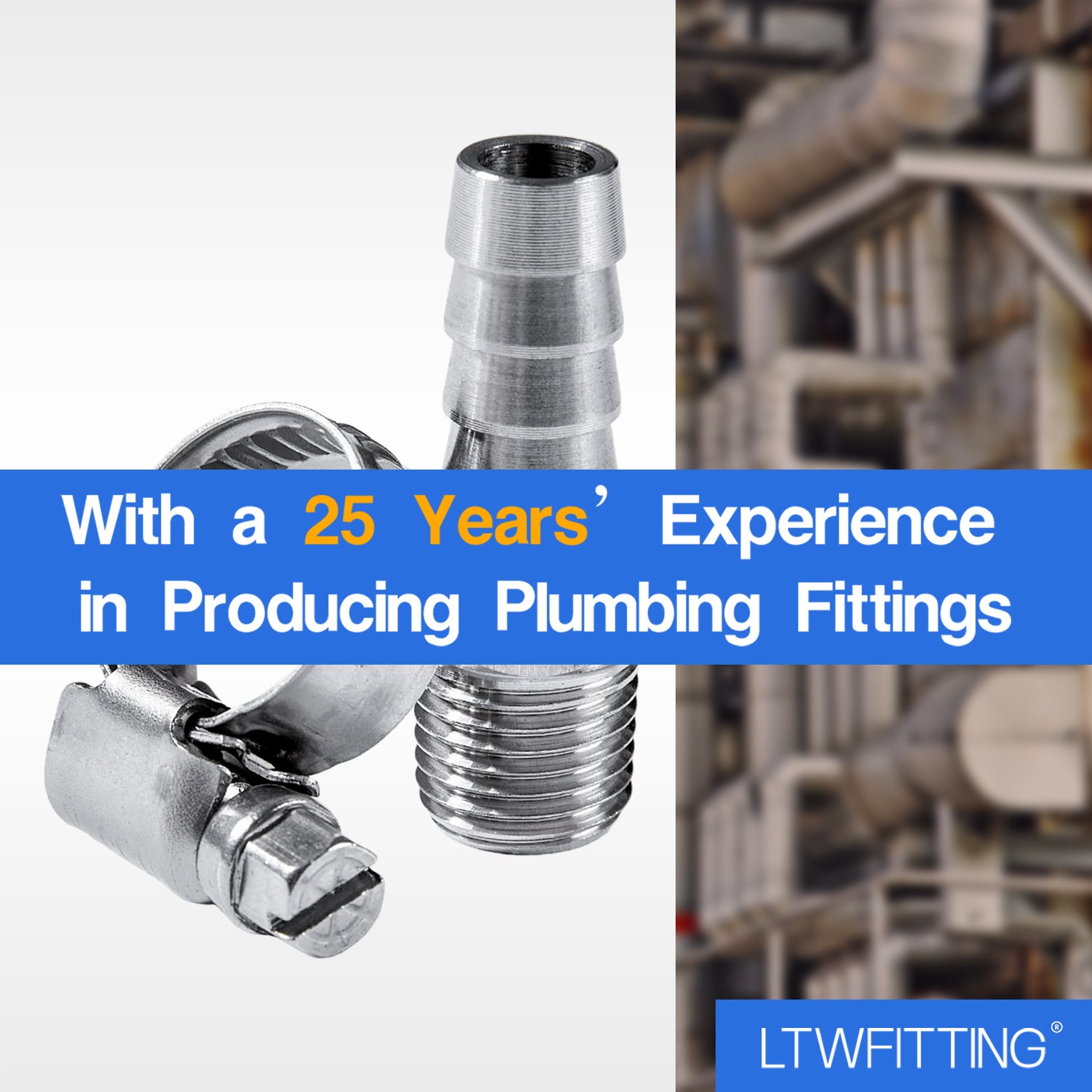LTWFITTING 2 Sets Instant Hose Repair Kit 3/8 inch BSPT x 10mm ID SS316 Coupler with 10-16mm SS316 Clamp