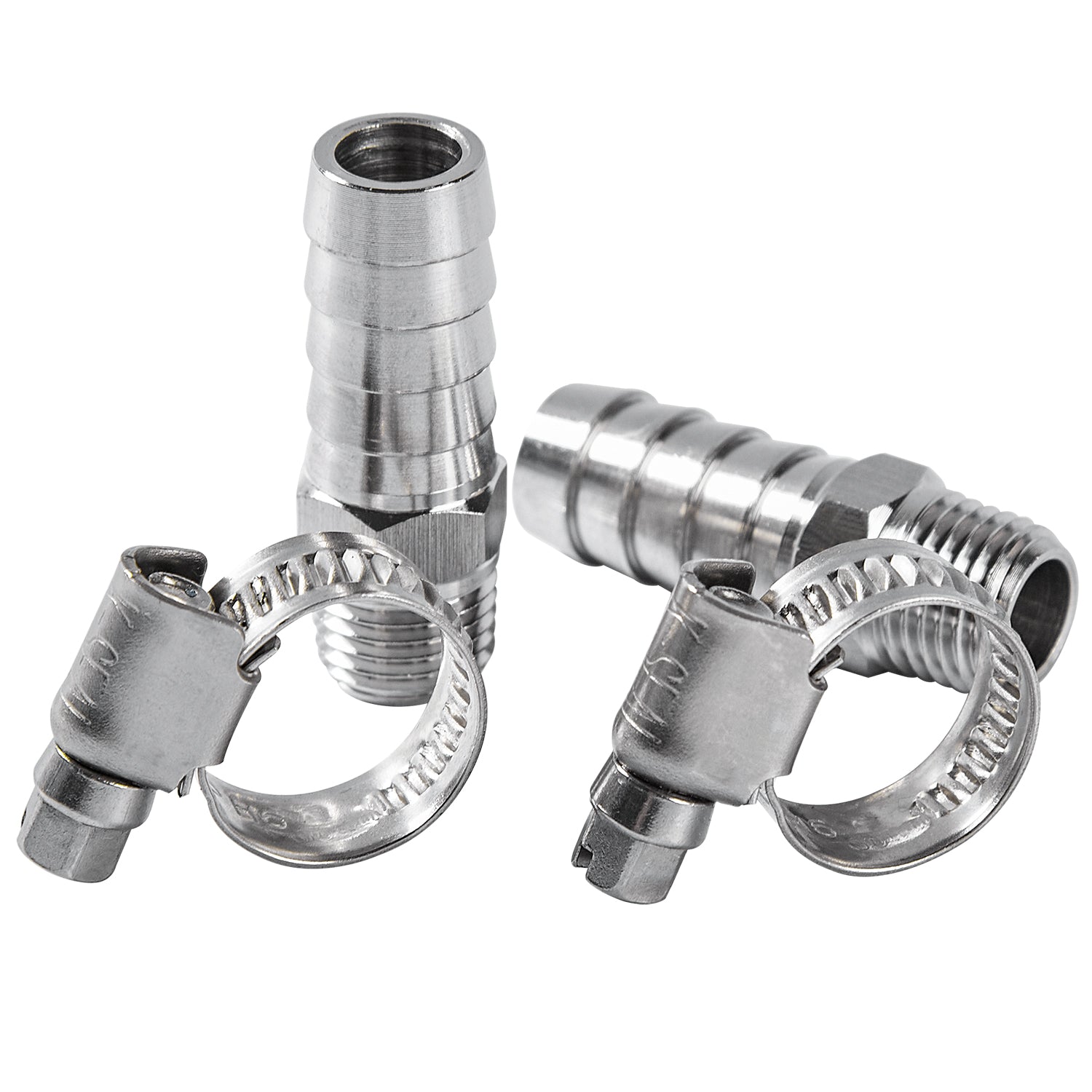 LTWFITTING 2 Sets Instant Hose Repair Kit 1/4 inch BSPT x 12mm ID SS316 Coupler with 10-16mm SS316 Clamp