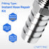 LTWFITTING 2 Sets Instant Hose Repair Kit 1/4 inch BSPT x 12mm ID SS316 Coupler with 10-16mm SS316 Clamp