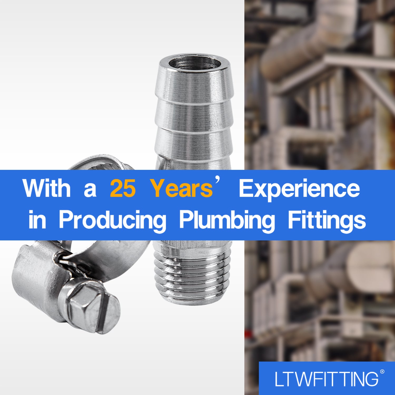 LTWFITTING 2 Sets Instant Hose Repair Kit 1/4 inch BSPT x 12mm ID SS316 Coupler with 10-16mm SS316 Clamp