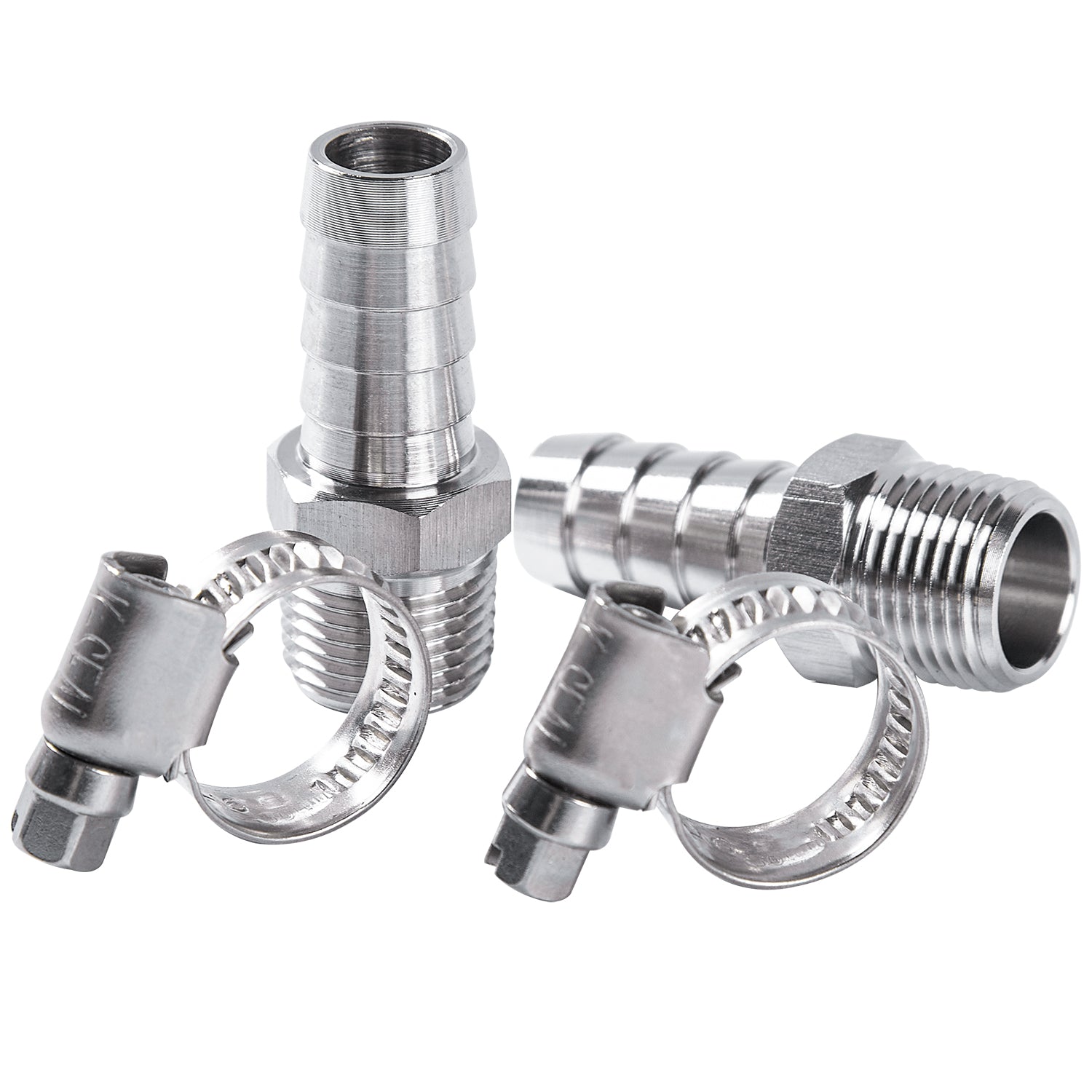 LTWFITTING 2 Sets Instant Hose Repair Kit 3/8 inch BSPT x 12mm ID SS316 Coupler with 10-16mm SS316 Clamp