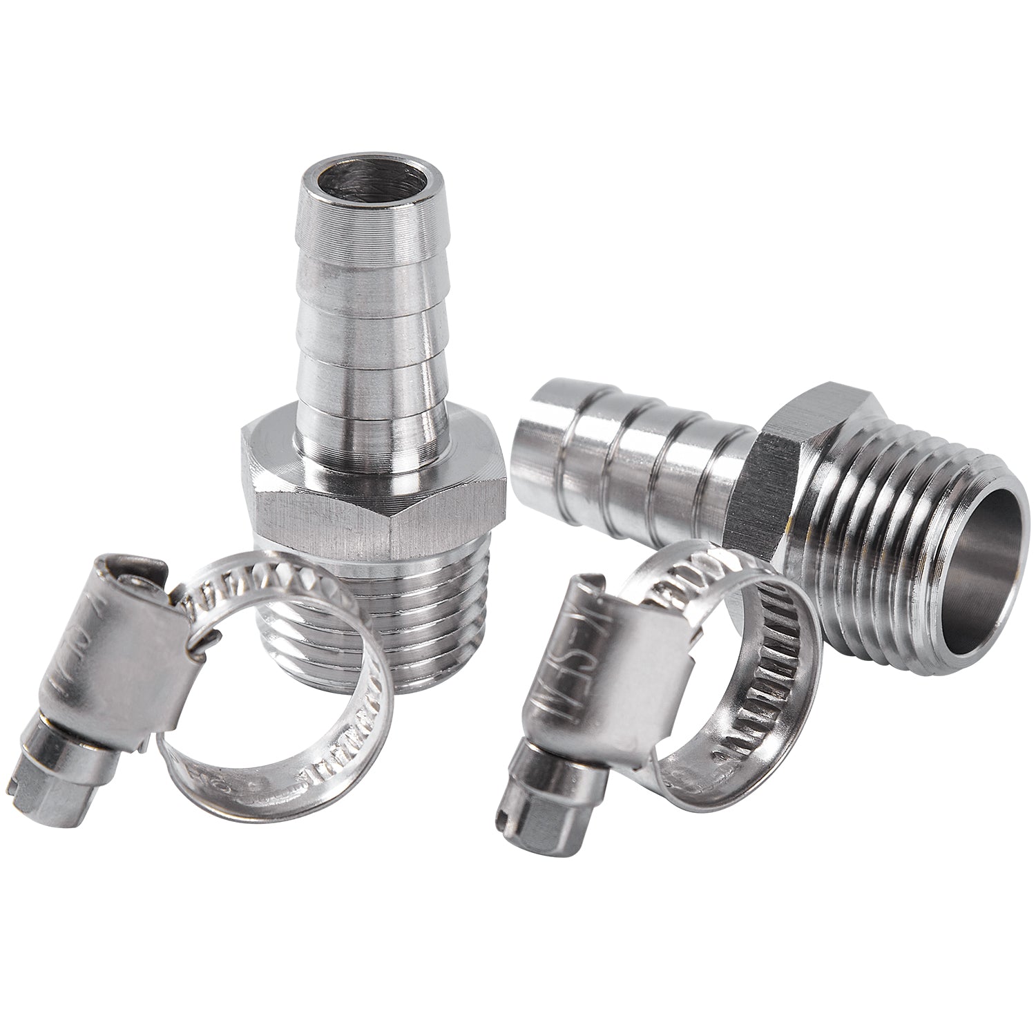 LTWFITTING 2 Sets Instant Hose Repair Kit 1/2 inch BSPT x 12mm ID SS316 Coupler with 10-16mm SS316 Clamp