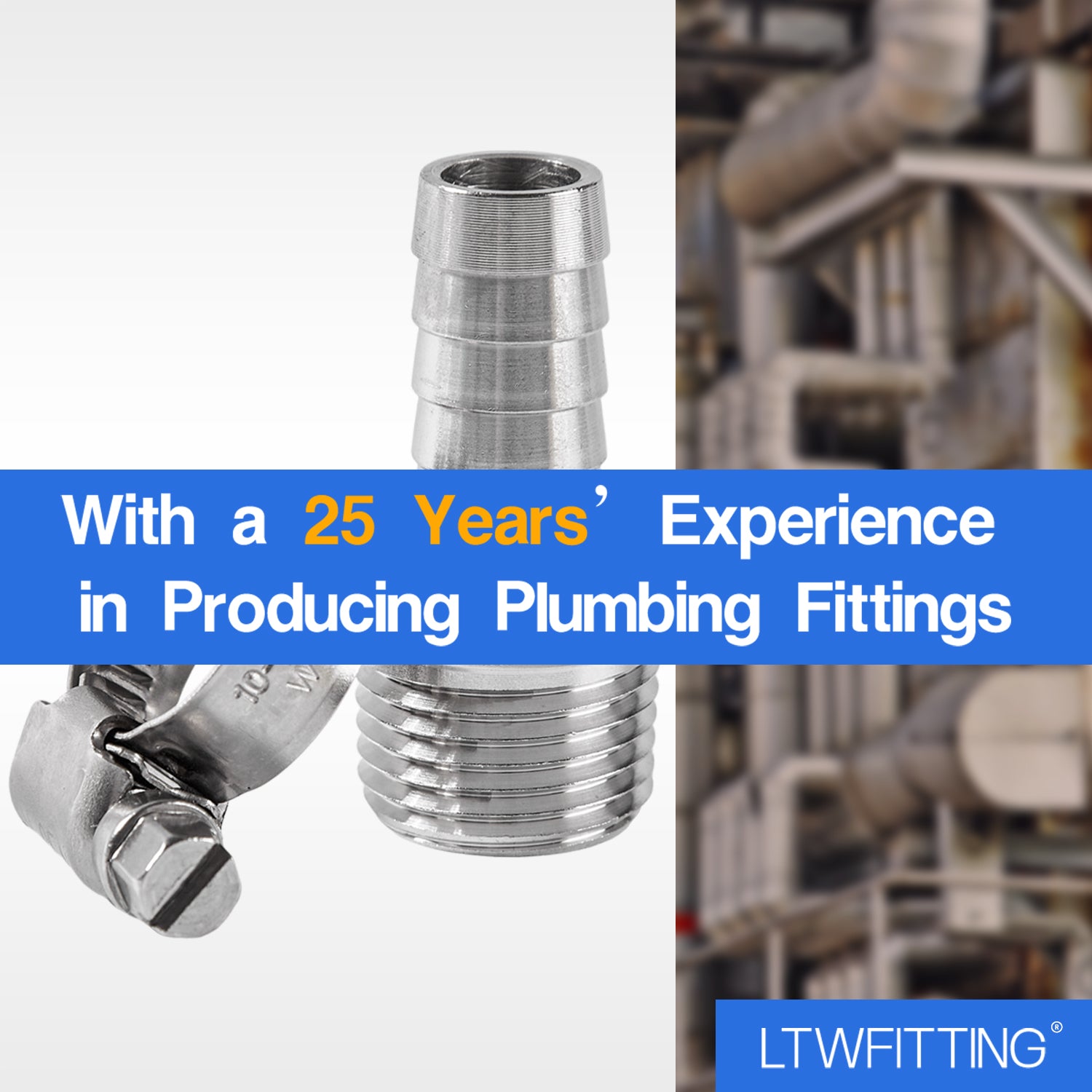 LTWFITTING 2 Sets Instant Hose Repair Kit 1/2 inch BSPT x 12mm ID SS316 Coupler with 10-16mm SS316 Clamp