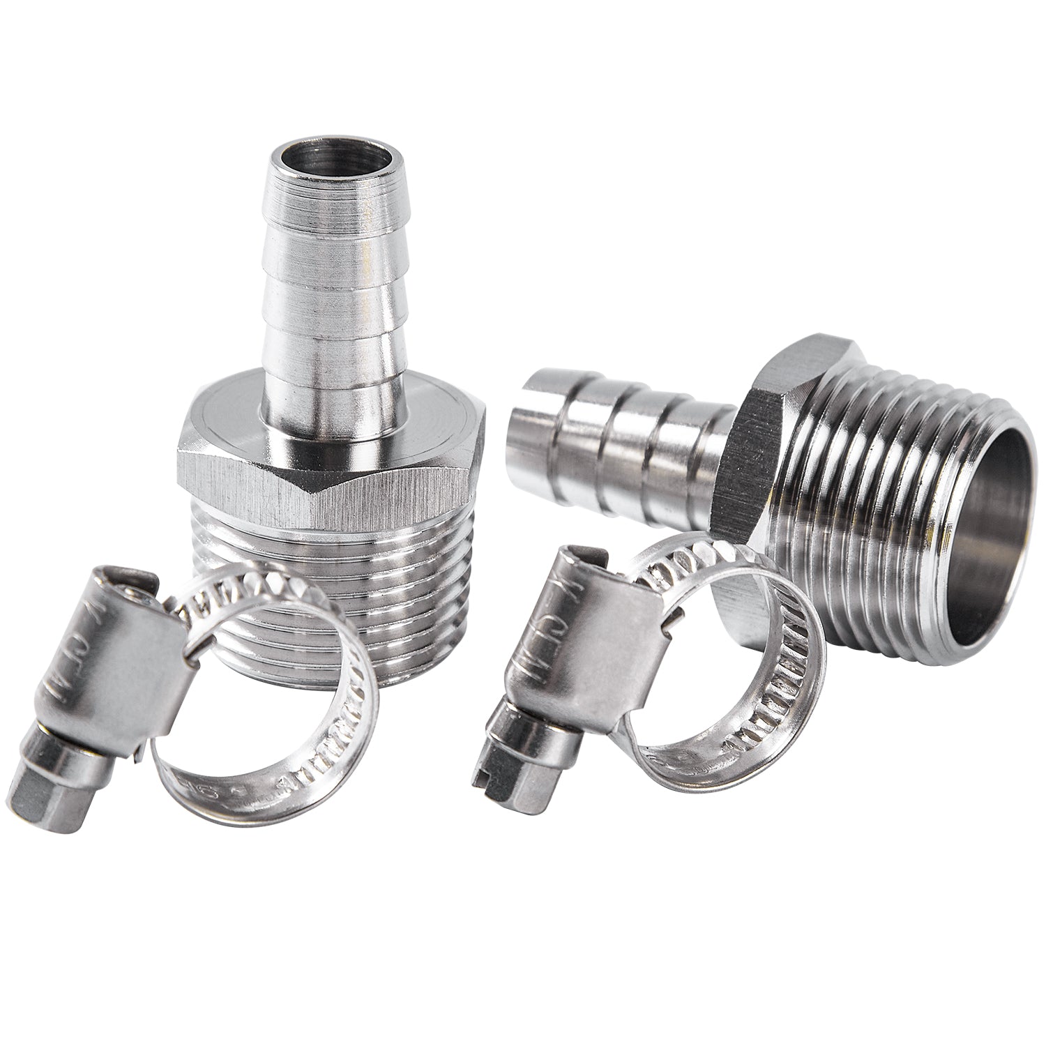 LTWFITTING 2 Sets Instant Hose Repair Kit 3/4 inch BSPT x 12mm ID SS316 Coupler with 10-16mm SS316 Clamp
