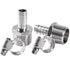 LTWFITTING 2 Sets Instant Hose Repair Kit 3/4 inch BSPT x 12mm ID SS316 Coupler with 10-16mm SS316 Clamp