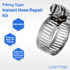 LTWFITTING 2 Sets Instant Hose Repair Kit 3/8 inch BSPT x 16mm ID SS316 Coupler with 14-27mm SS316 Clamp