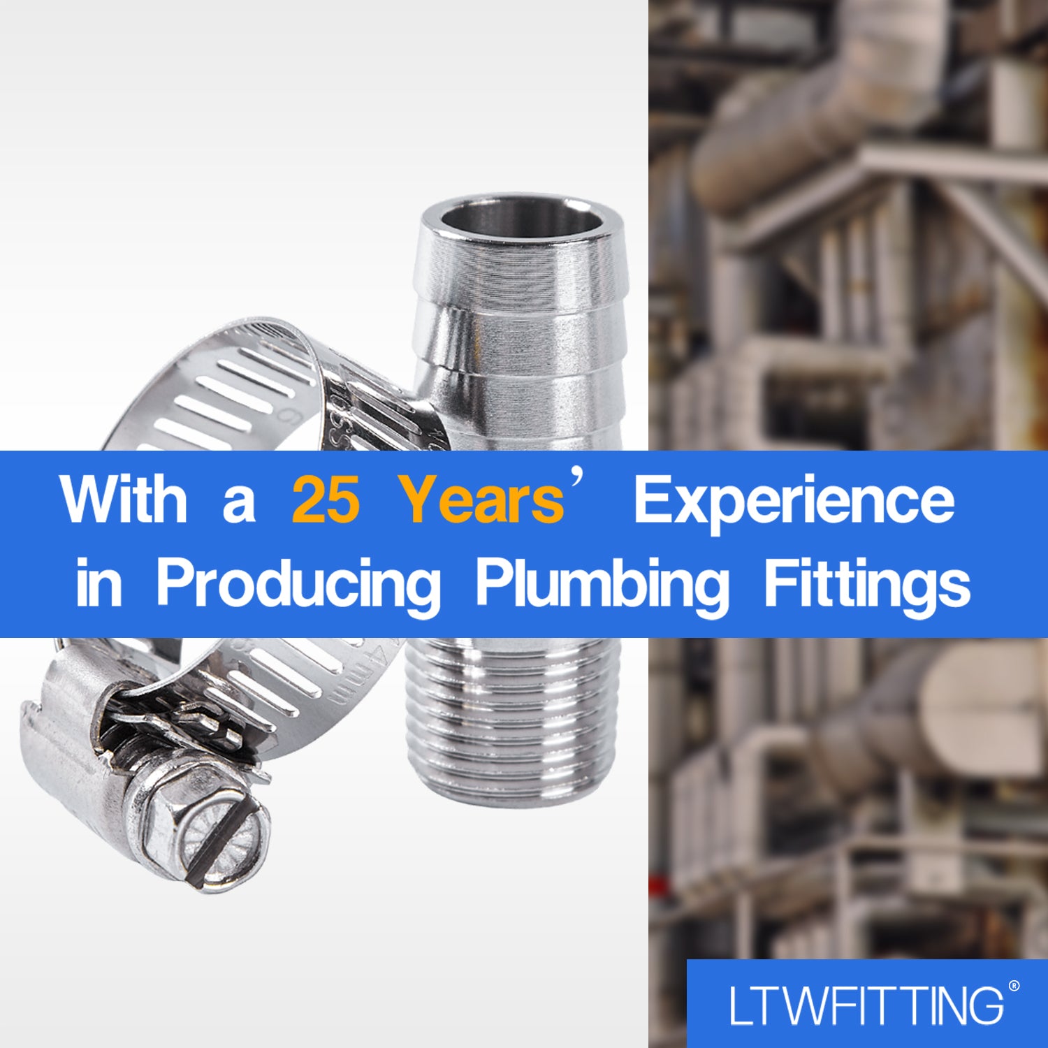 LTWFITTING 2 Sets Instant Hose Repair Kit 3/8 inch BSPT x 16mm ID SS316 Coupler with 14-27mm SS316 Clamp