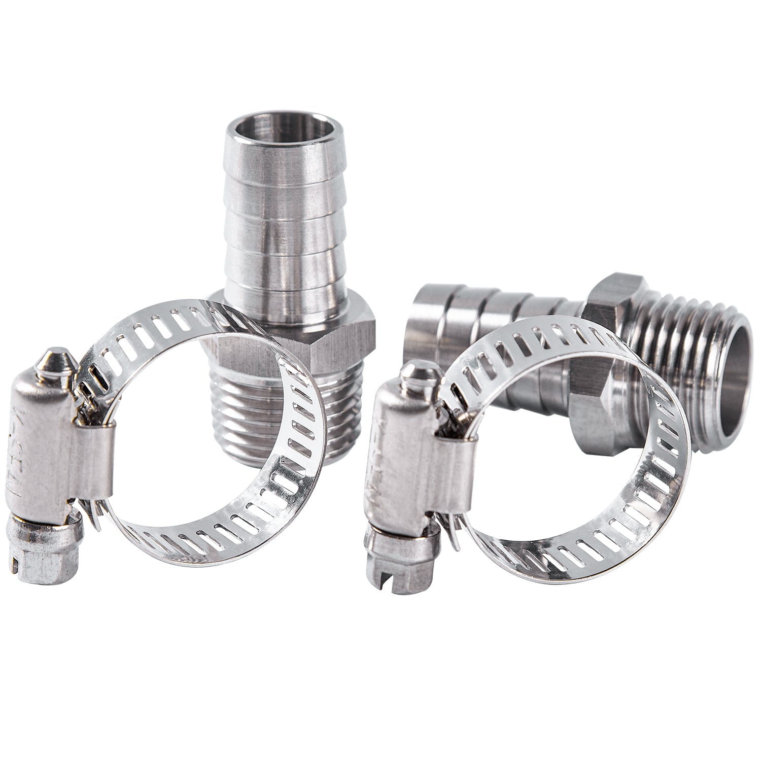 LTWFITTING 2 Sets Instant Hose Repair Kit 1/2 inch BSPT x 16mm ID SS316 Coupler with 14-27mm SS316 Clamp