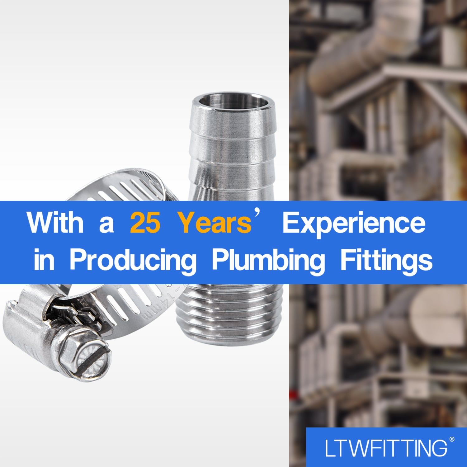 LTWFITTING 2 Sets Instant Hose Repair Kit 1/2 inch BSPT x 16mm ID SS316 Coupler with 14-27mm SS316 Clamp