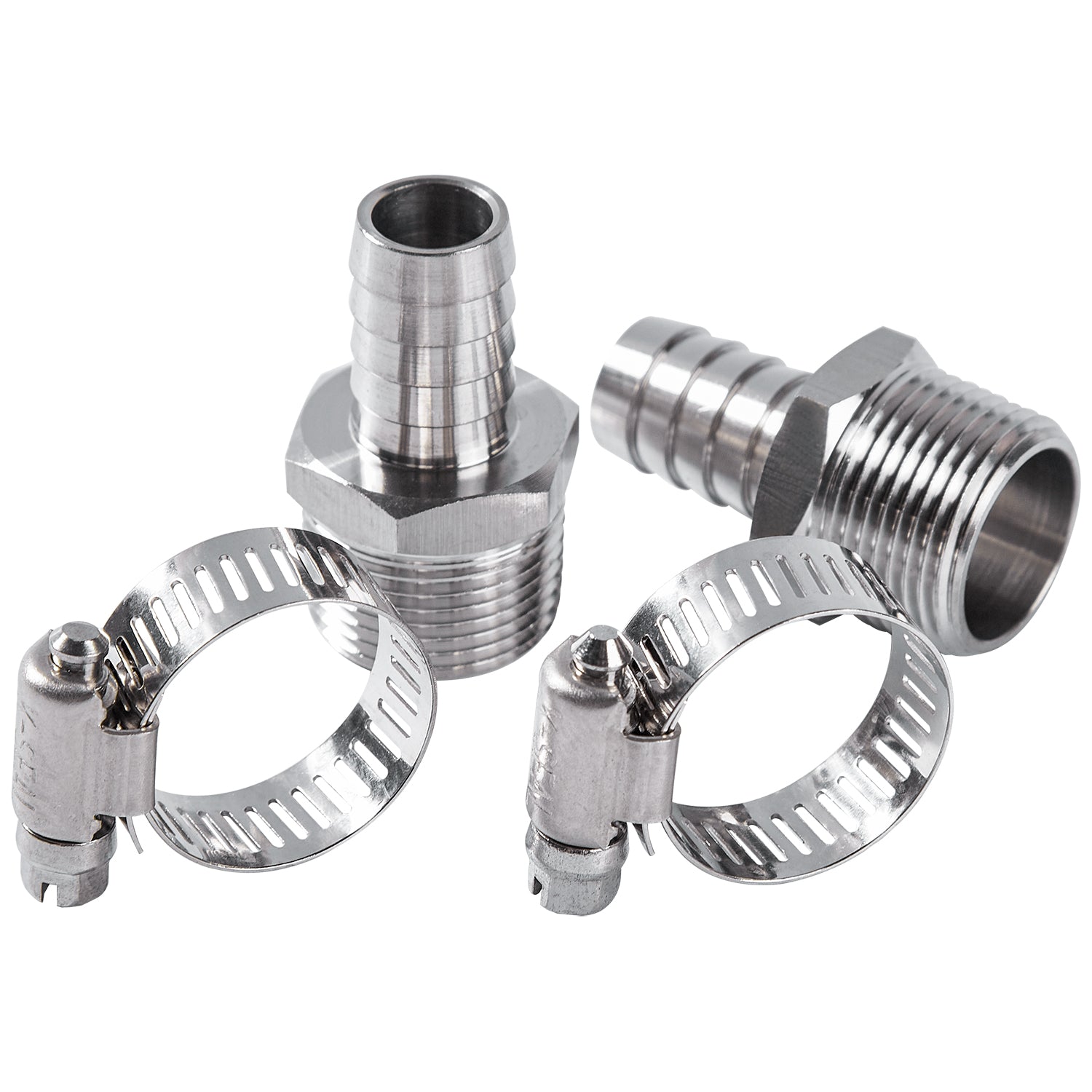 LTWFITTING 2 Sets Instant Hose Repair Kit 3/4 inch BSPT x 16mm ID SS316 Coupler with 14-27mm SS316 Clamp