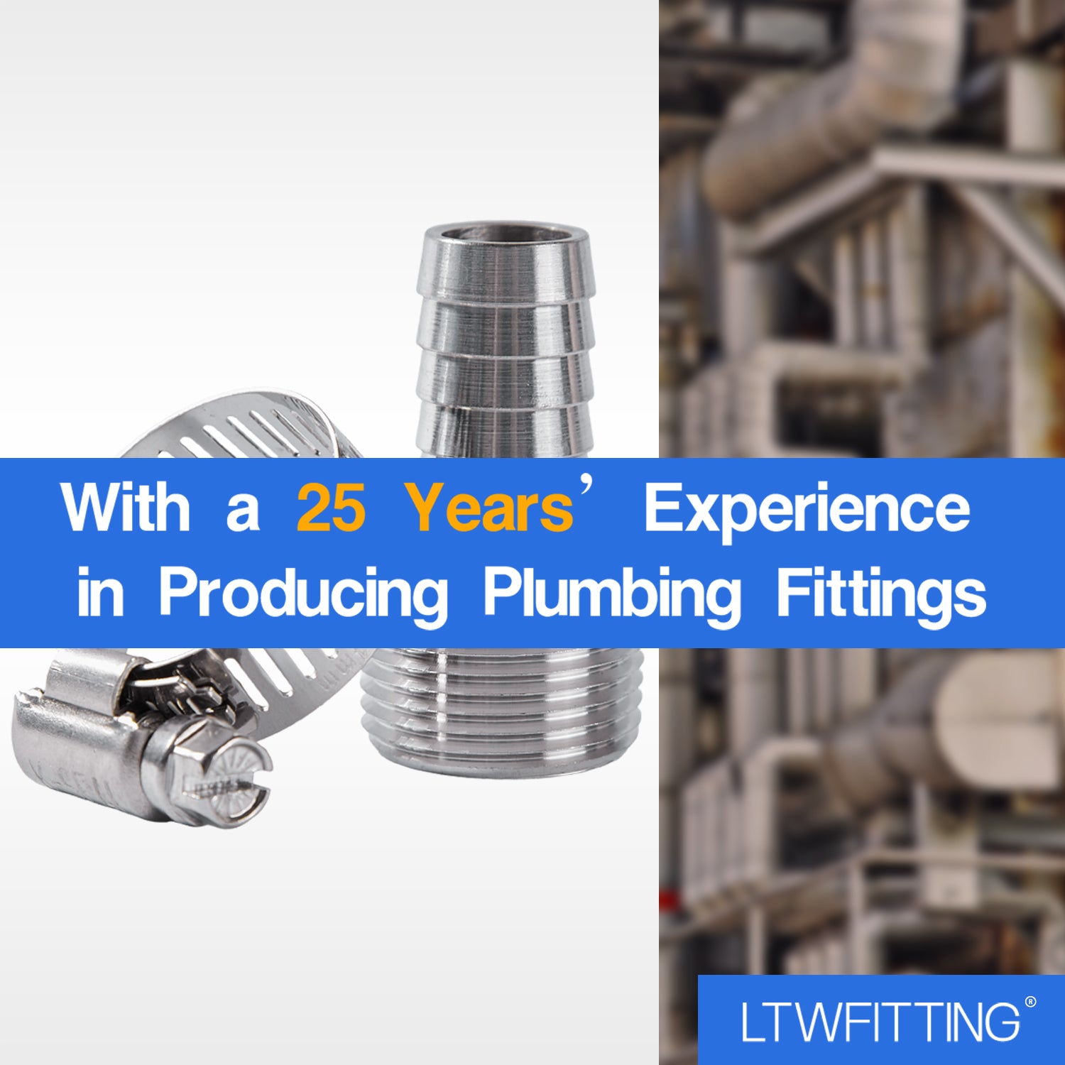 LTWFITTING 2 Sets Instant Hose Repair Kit 3/4 inch BSPT x 16mm ID SS316 Coupler with 14-27mm SS316 Clamp