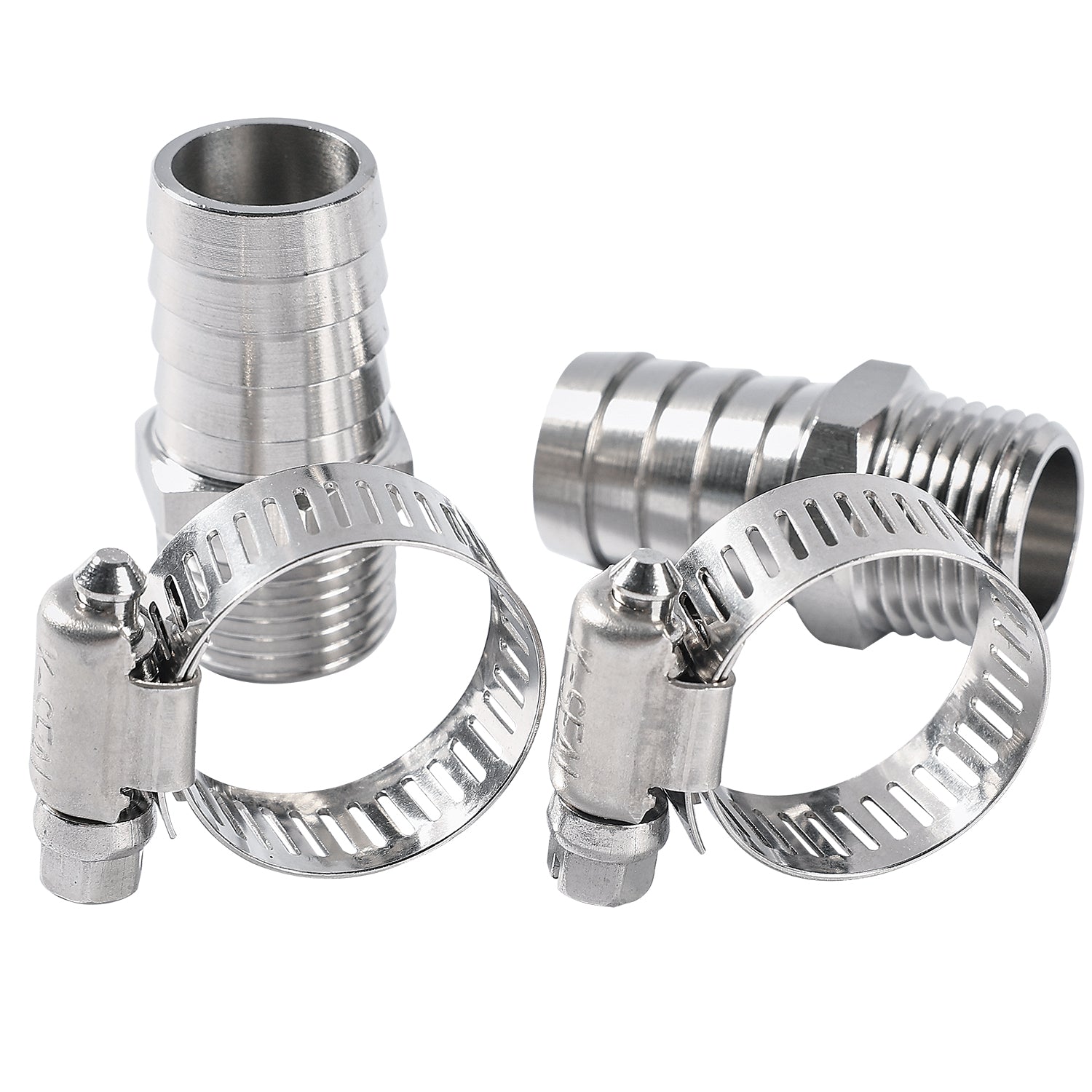 LTWFITTING 2 Sets Instant Hose Repair Kit 1/2 inch BSPT x 19mm ID SS316 Coupler with 14-27mm SS316 Clamp