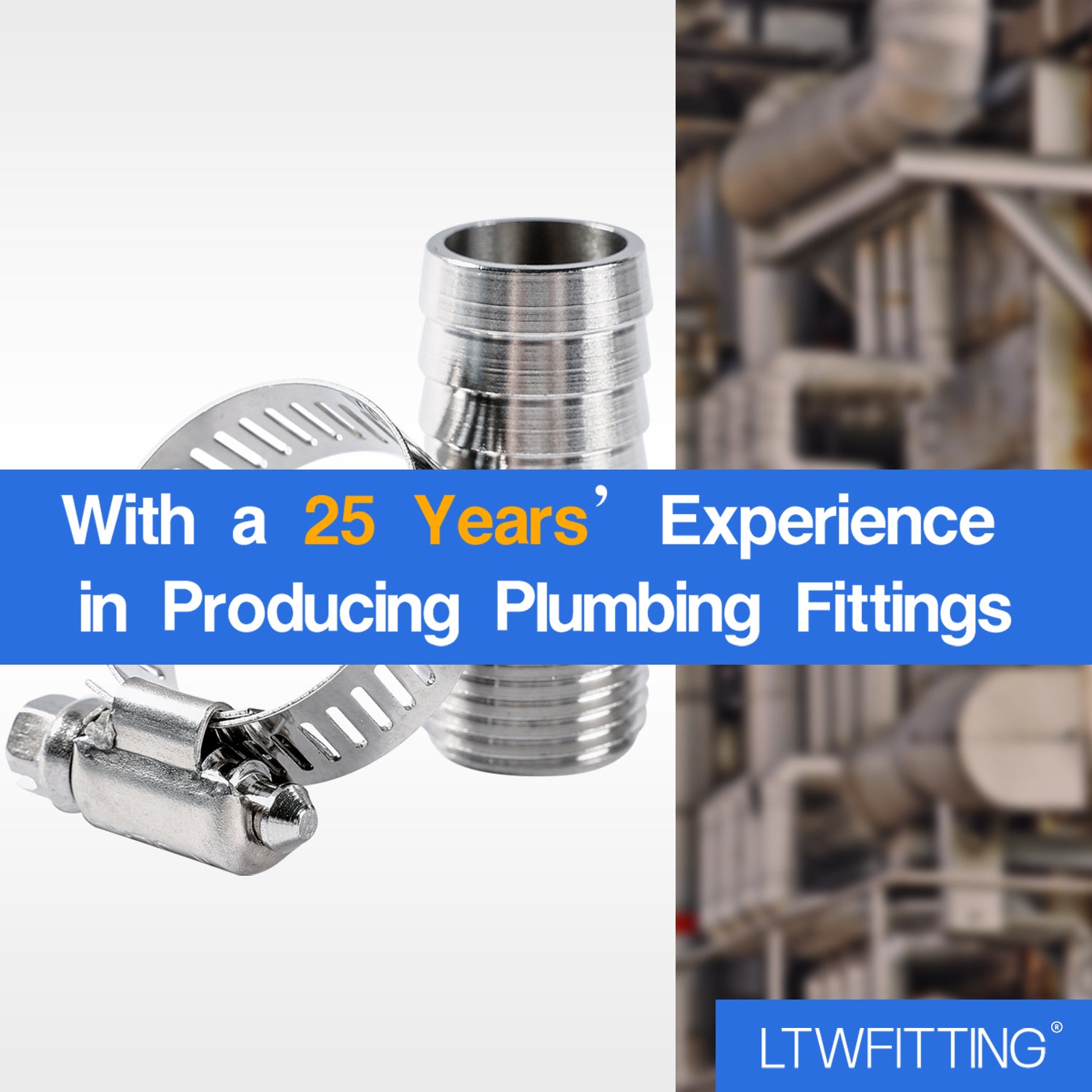 LTWFITTING 2 Sets Instant Hose Repair Kit 1/2 inch BSPT x 19mm ID SS316 Coupler with 14-27mm SS316 Clamp