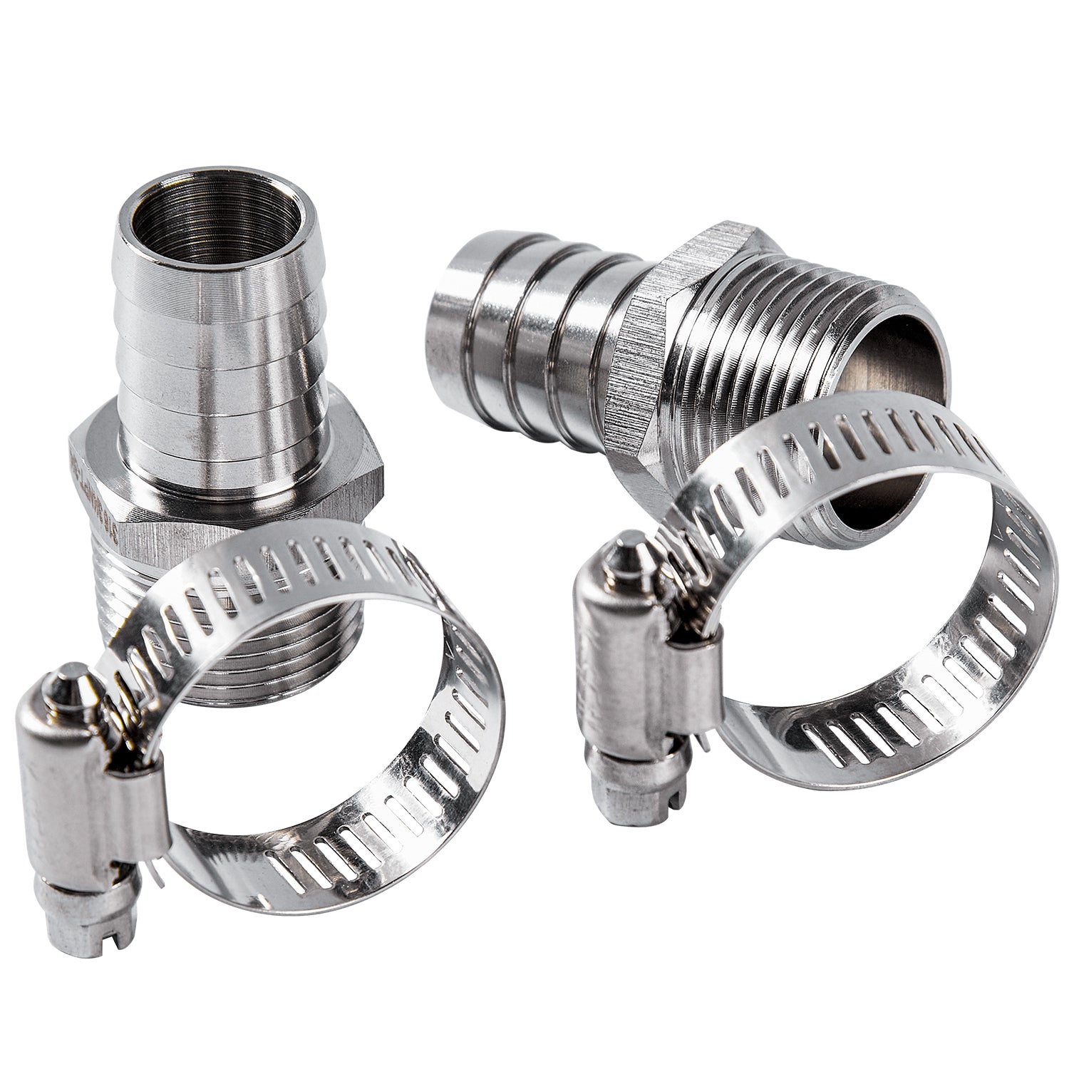 LTWFITTING 2 Sets Instant Hose Repair Kit 3/4 inch BSPT x 19mm ID SS316 Coupler with 14-27mm SS316 Clamp