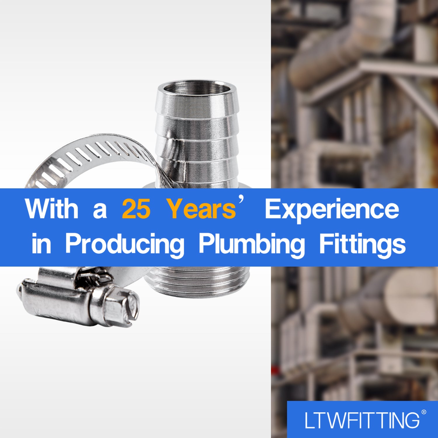 LTWFITTING 2 Sets Instant Hose Repair Kit 3/4 inch BSPT x 19mm ID SS316 Coupler with 14-27mm SS316 Clamp