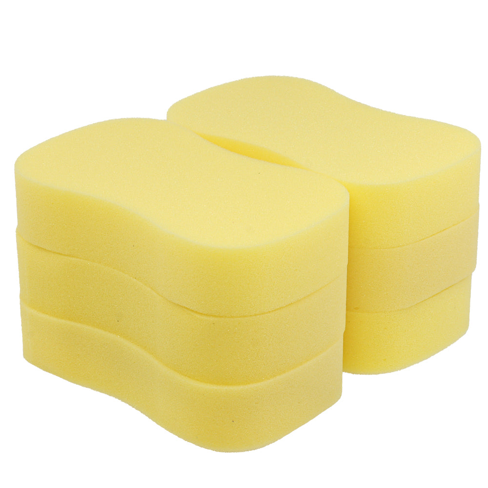 LTWHOME Yellow Bone Shape Soft Sponge Car Glass Wash Cleaning Pad Cushion( Pack of 06)