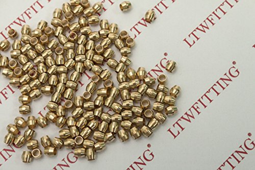 LTWFITTING 1/8-Inch Brass Compression Sleeves Ferrels ,Brass Compression Fitting (Pack of 50)