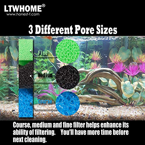 LTWHOME Fish Pond Foam Filter Sponge Set 430mm X 280mm 3 Grade Media Compatible with Aquarium Pond(Pack of 1 set)