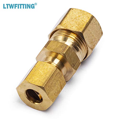 LTWFITTING 3/8-Inch OD x 1/4-Inch OD Compression Reducing Union,Brass Compression Fitting(Pack of 5)