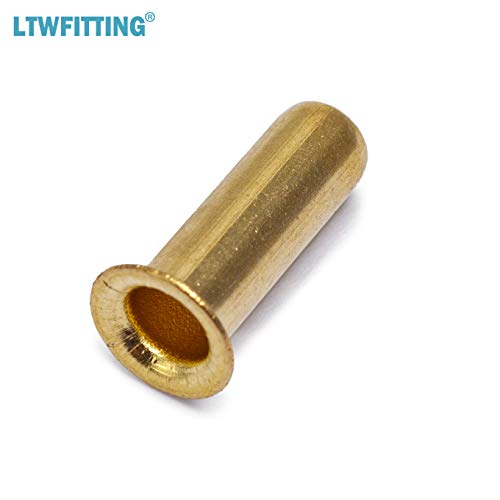 LTWFITTING 1/4-Inch Brass Compression Insert,Brass Compression Fitting (Pack of 50)