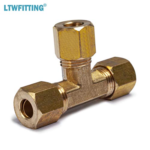 LTWFITTING 1/4-Inch OD Compression Tee,Brass Compression Fitting(Pack of 5)