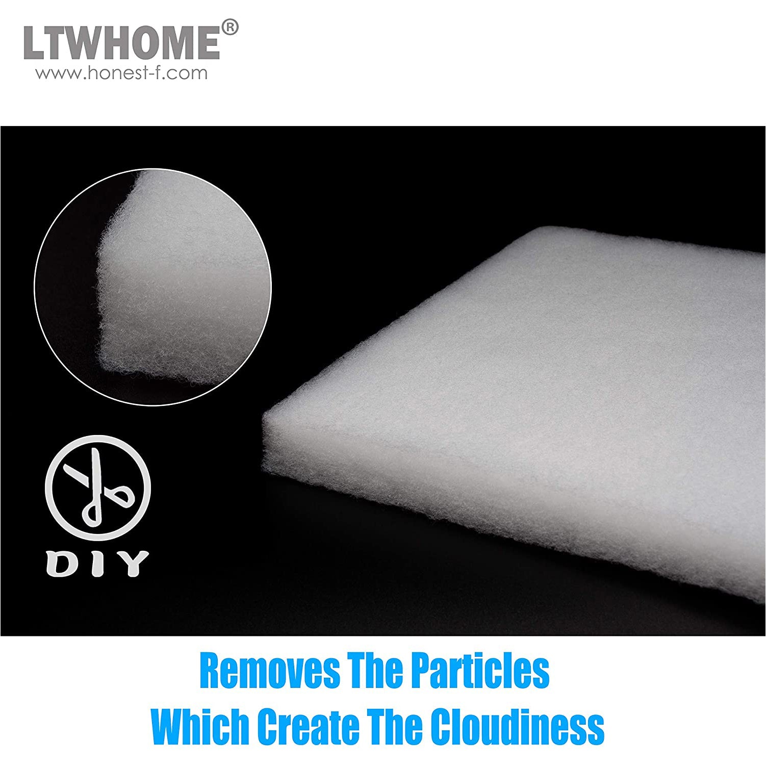 LTWHOME 460 x300 x 30mm DIY Polyester Fine Filter Pad for Aquarium Pond (Pack of 3)