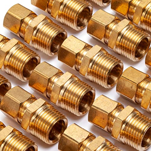 LTWFITTING Value Pack 3/8-Inch OD Brass Compression Insert,Sleeve