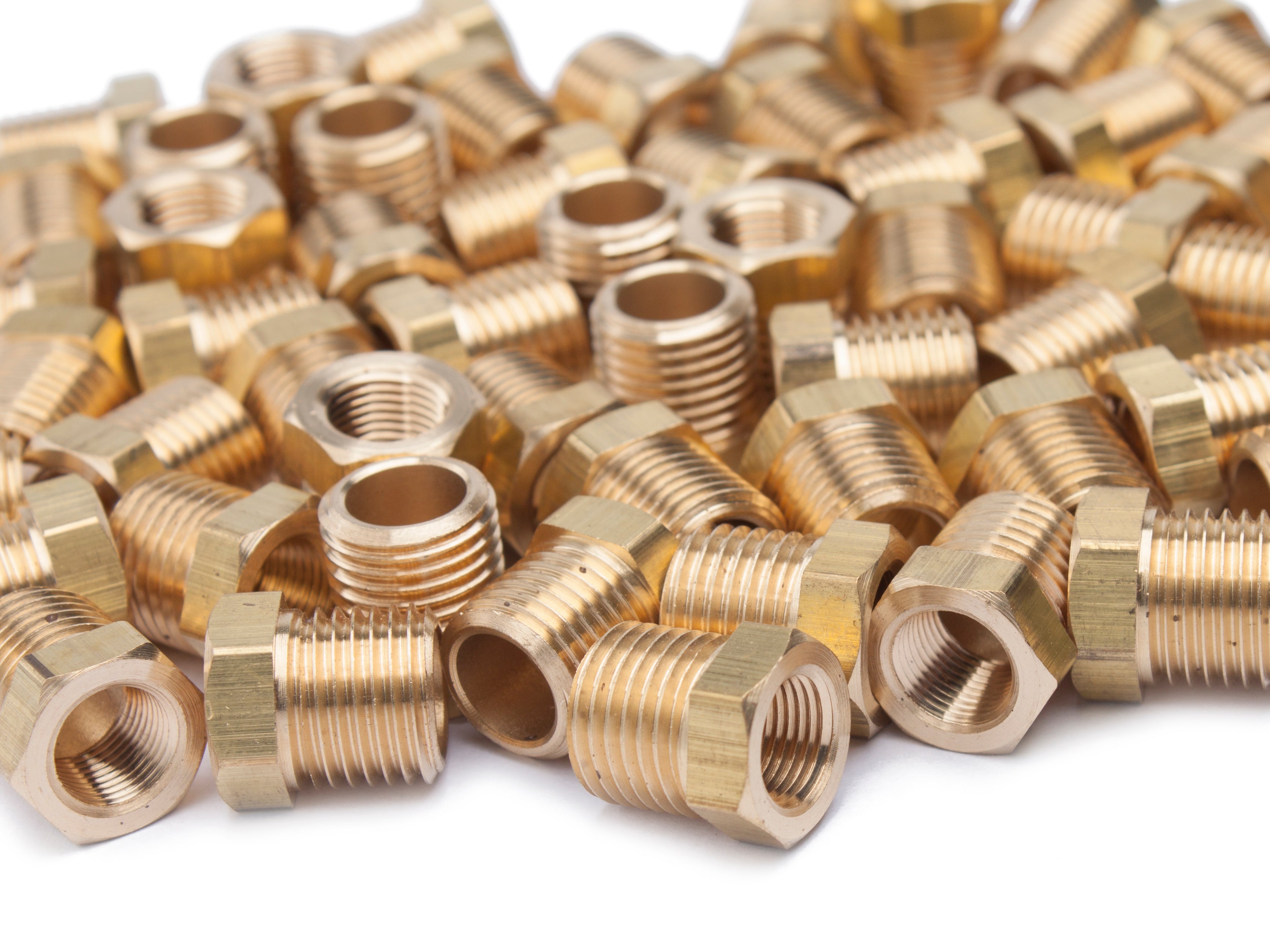 LTWFITTING Brass BSP Hex Pipe Bushing Reducer Fittings 1/4-Inch Male x 1/8-Inch Female BSPP (Pack of 1100)