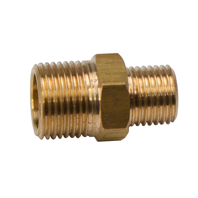 LTWFITTING Brass BSP Pipe Hex Reducing Nipple Fitting 3/8-Inch x 1/4-Inch Male BSPP (Pack of 25)
