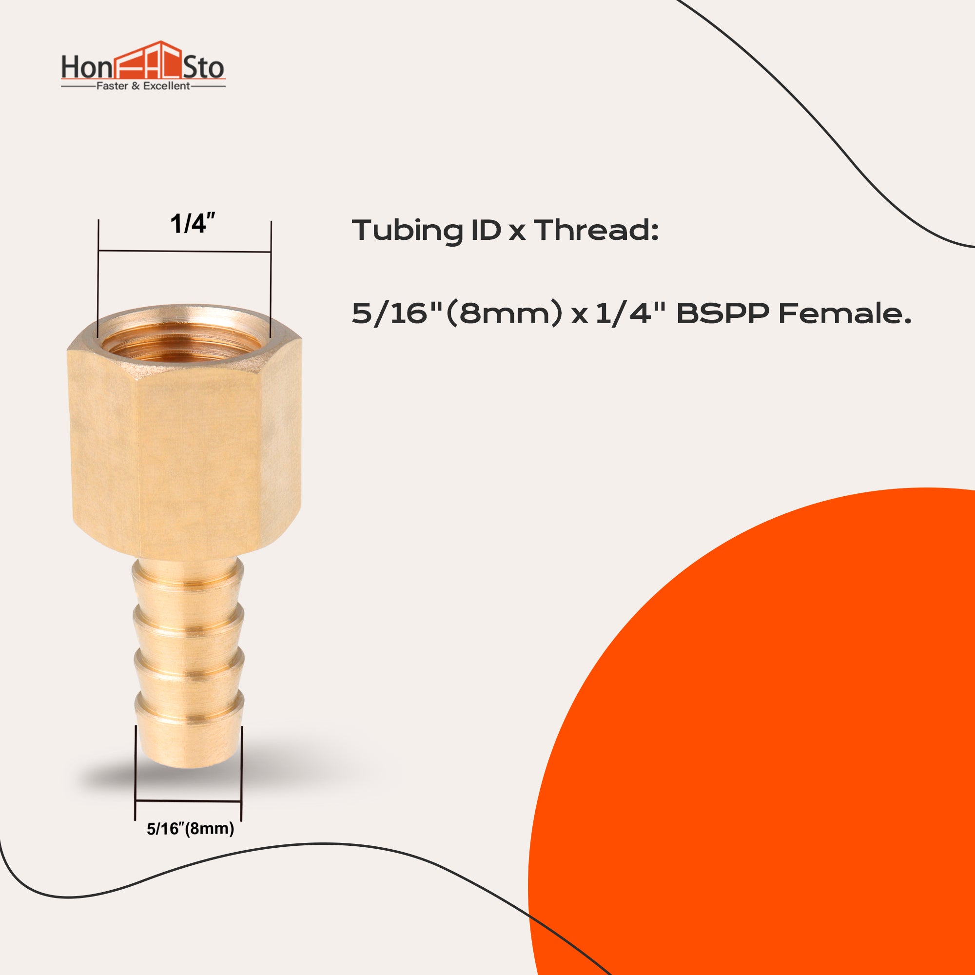 LTWFITTING Assortment Kit Tube OD (1/8-Inch 1/4-Inch 5/16-Inch 3/8-Inch 1/2-Inch) x 1/4-Inch Female BSPP Brass Hose Barb Connector Set (Pack of 40)