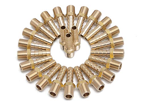 LTWFITTING Brass BSP Barbed Fitting Coupler / Connector 1/8-Inch Male BSPP x 1/4-Inch(6mm)Hose Barb Fuel Gas Water (Pack of 25)