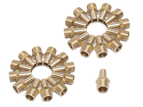 LTWFITTING Brass BSP Barbed Fitting Coupler / Connector 1/2-Inch Male BSPP x 1/2-Inch(12mm)Hose Barb Fuel Gas Water (Pack of 25)