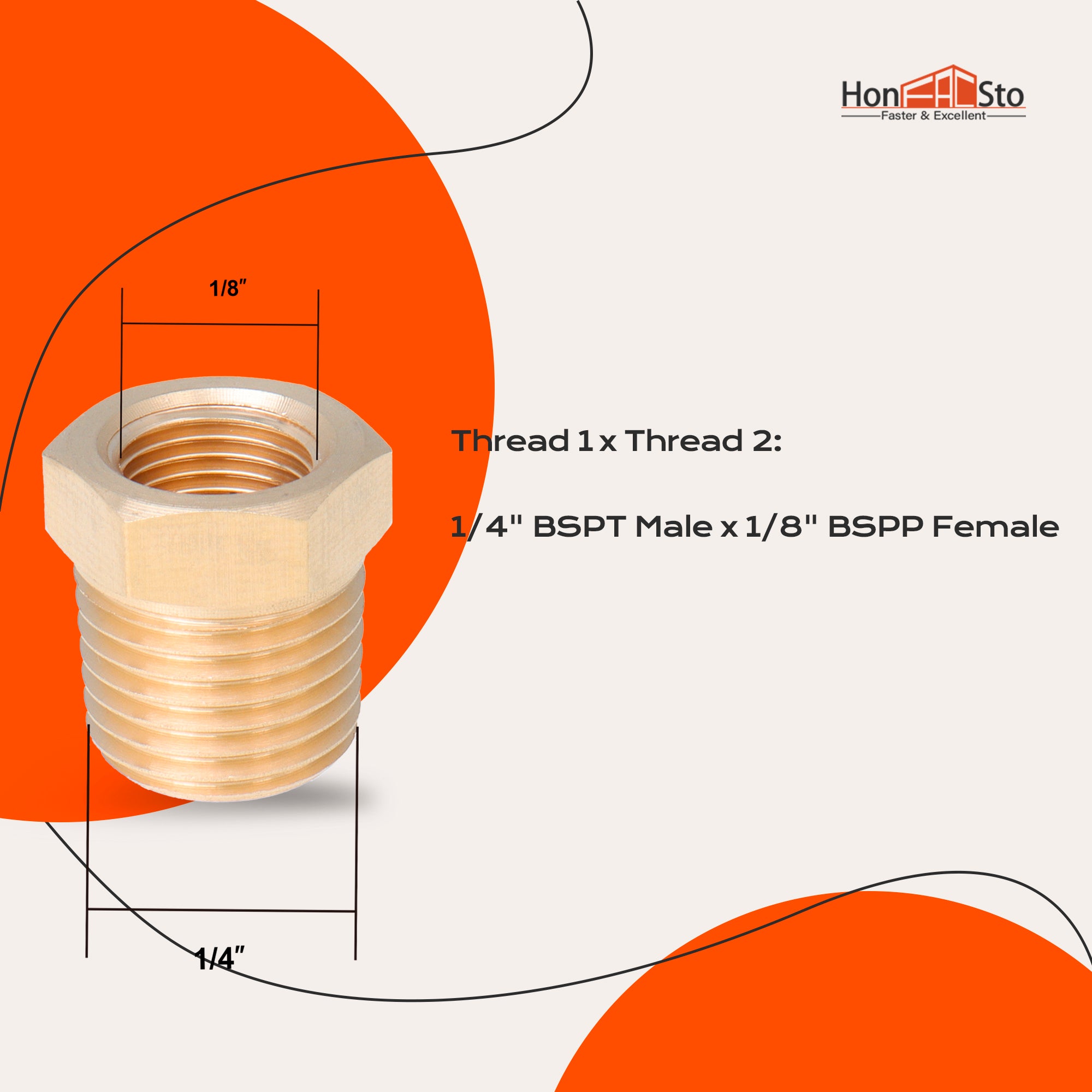 LTWFITTING Assortment Kit 1/4-Inch 3/8-Inch 1/2-Inch 3/4-Inch Male BSPT x 1/8-Inch Female BSPP Brass Pipe Hex Bushing Reducer Set (Pack of 30)