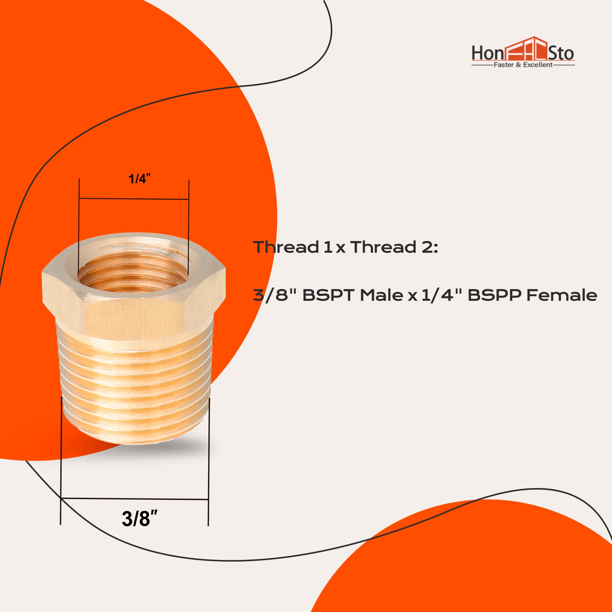 1/4 3/8 1/2 3/4 NPT BSPT Male To Female Thread Brass Reducer