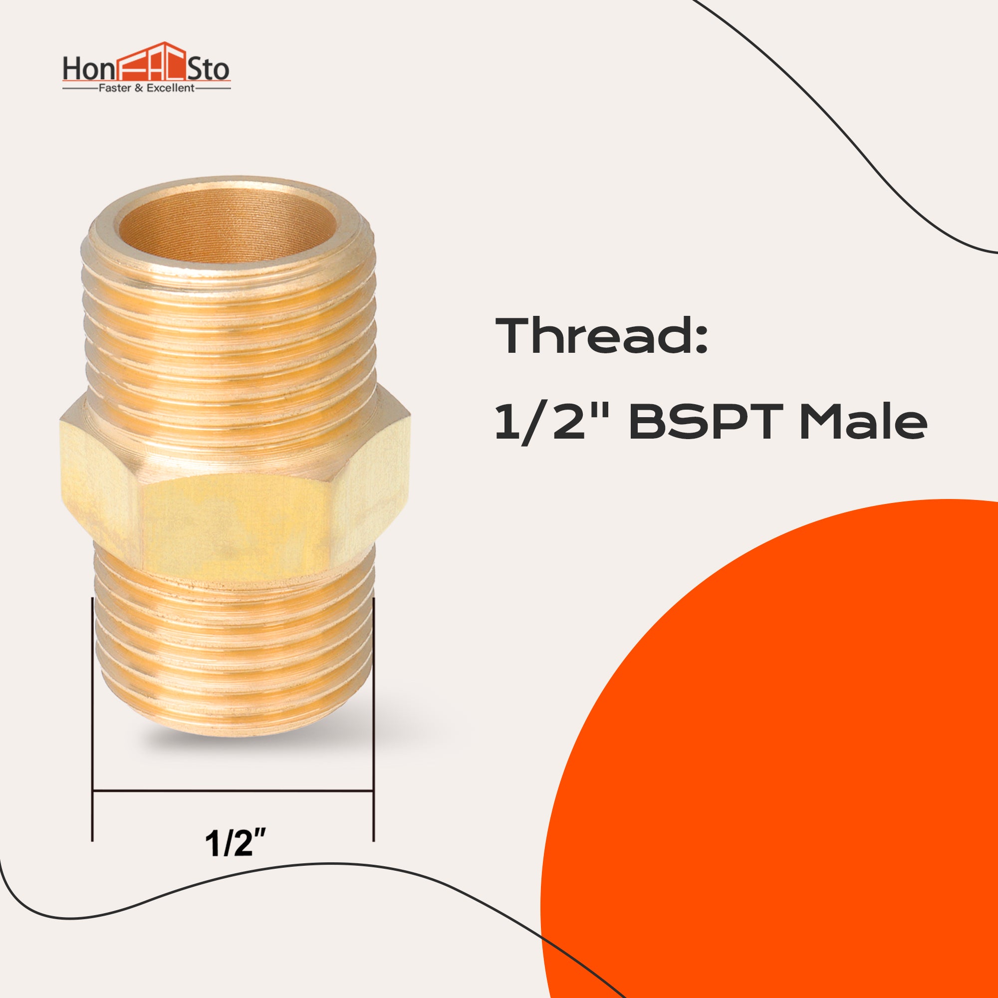 LTWFITTING Assortment Kit 1/8-Inch 1/4-Inch 3/8-Inch 1/2-Inch 3/4-Inch Male BSPT Brass Pipe Hex Nipple Set (Pack of 37)
