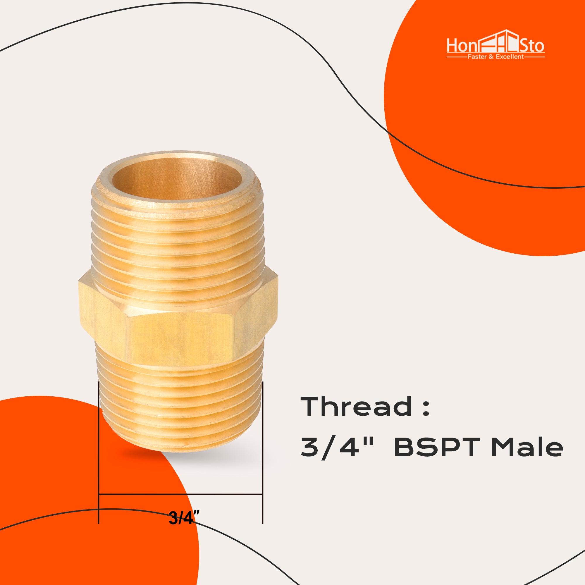 LTWFITTING Assortment Kit 1/8-Inch 1/4-Inch 3/8-Inch 1/2-Inch 3/4-Inch Male BSPT Brass Pipe Hex Nipple Set (Pack of 37)