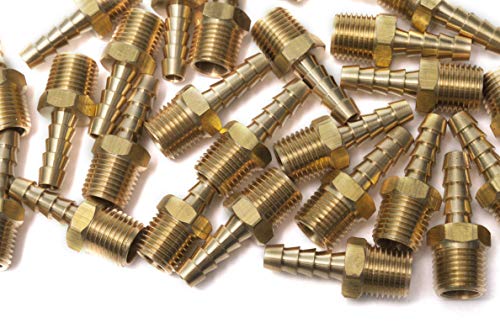 LTWFITTING Brass Barbed Fitting Coupler/Connector 1/4-Inch Male BSPT x 1/4-Inch(6mm) Hose Barb Fuel Gas Water (Pack of 700)