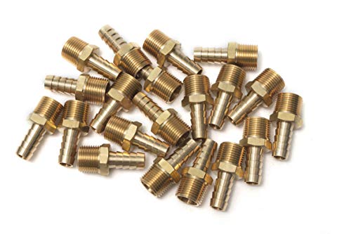LTWFITTING Brass Barbed Fitting Coupler/Connector 3/8-Inch Male BSPT x 3/8-Inch(10mm) Hose Barb Fuel Gas Water (Pack of 25)
